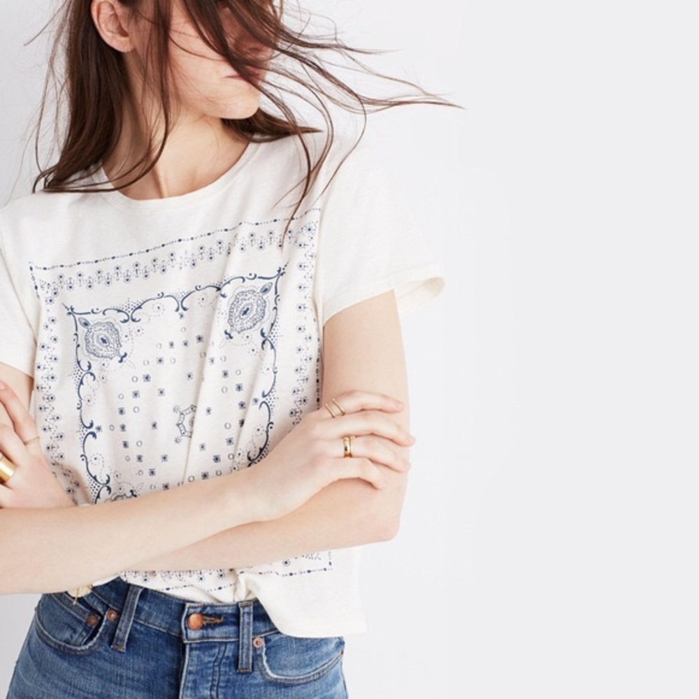 Madewell Linen Blend Bandana Boxy Tee